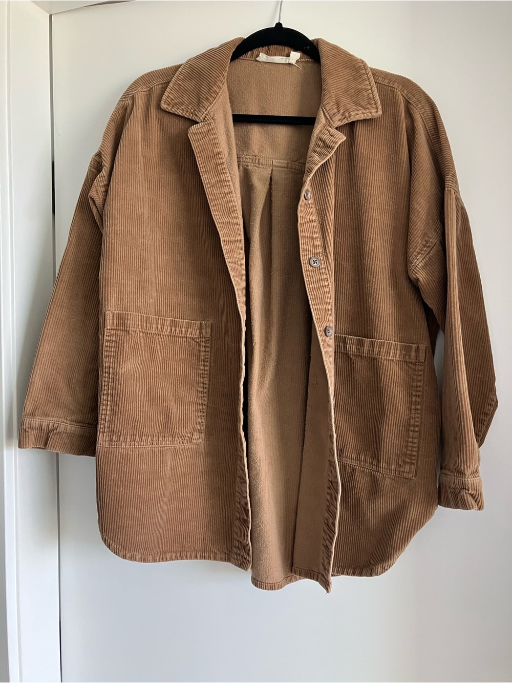 Oversized Corduroy Shacket Jacket in Camel